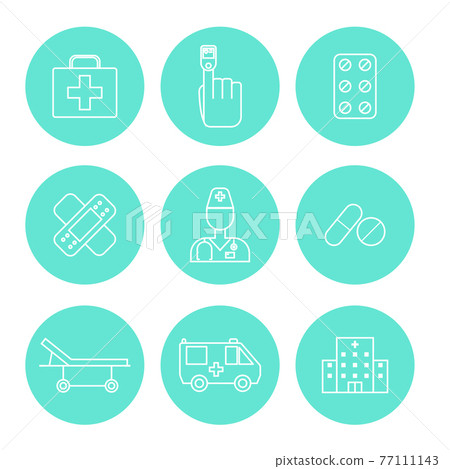 Set of Simple medical icon in trendy line style isolated on white background for web apps and mobile concept. Vector Illustration Set of Simple medical icon in trendy line style isolated on white background for web apps and mobile concept. Vector Illustration 77111143