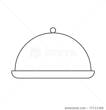 Simple tray with lid for serving food icon in trendy line style isolated on white background for web apps and mobile concept. Vector Illustration 77111389