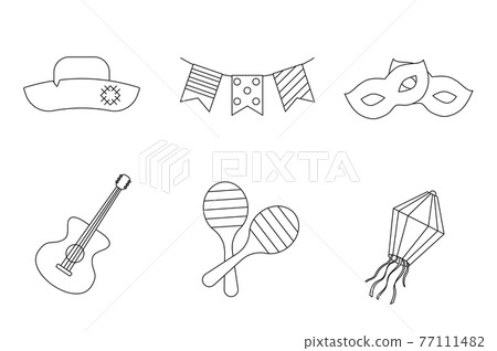 Party icon set for festa junina festival. Vector illustration Party icon set for festa junina festival. Vector illustration 77111482