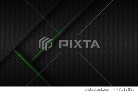 Black material background with hexagon mesh. Abstract metal geometric corporate design. Vector technology background 77112853