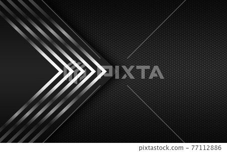 Modern technology background with silver arrows and polygonal grid. Abstract metal widescreen background 77112886