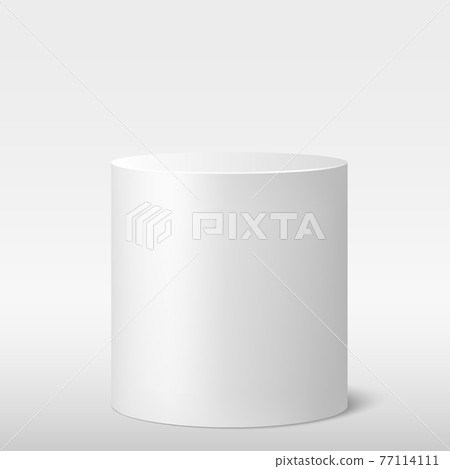 Realistic gray - white studio, white top hat podium - Vector 77114111