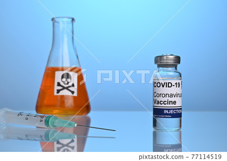 Covid Inoculation with Vaccine Vial and Syringe with Poison Drug Covid Inoculation with Vaccine Vial and Syringe with Poison Drug 77114519
