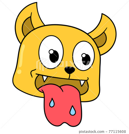 cute cat head sticking out tongue, doodle icon drawing cute cat head sticking out tongue, doodle icon drawing 77115608