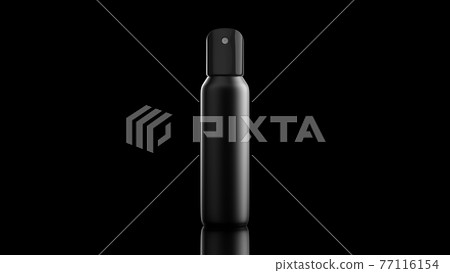 Black Blank Spray Bottle on Black Background. 3D rendering illustration 77116154