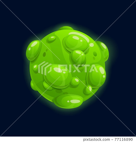 Cartoon eco planet of green bubbles, fiction world 77116890