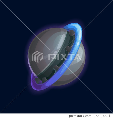 Saturn cartoon planet rotating over orbit isolated Saturn cartoon planet rotating over orbit isolated 77116891