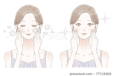Before and after cleansing and washing women Before and after cleansing and washing women 77116908