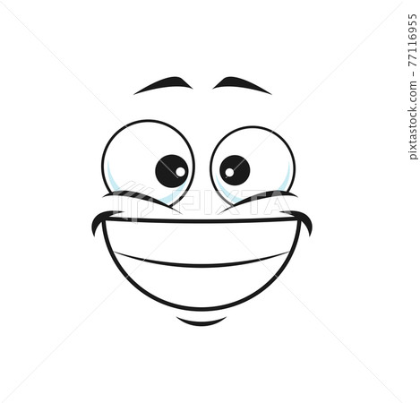 Cartoon face vector icon, wide smile facial emoji Cartoon face vector icon, wide smile facial emoji 77116955