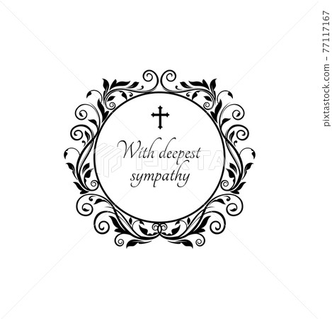 Deepest sympathy round frame, cross and flowers Deepest sympathy round frame, cross and flowers 77117167