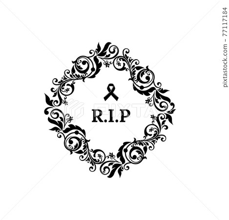 Funeral frame, obituary floral card, RIP memorial 77117184