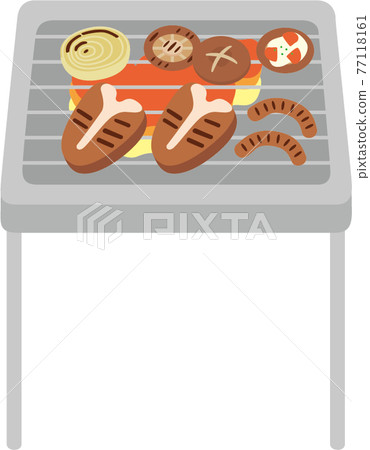 Meat and vegetables roasted on the BBQ stove Meat and vegetables roasted on the BBQ stove 77118161