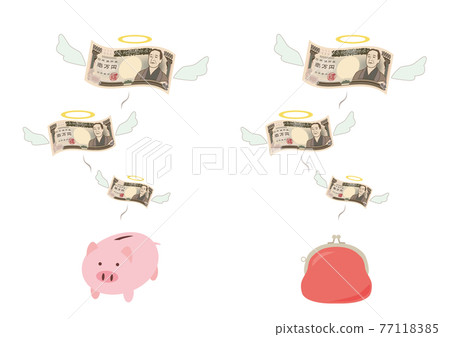 Banknotes, bills, feathers and flying illustration material Banknotes, bills, feathers and flying illustration material 77118385