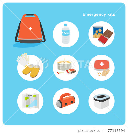 Illustration of an emergency kit. A bag... - Stock Illustration ...