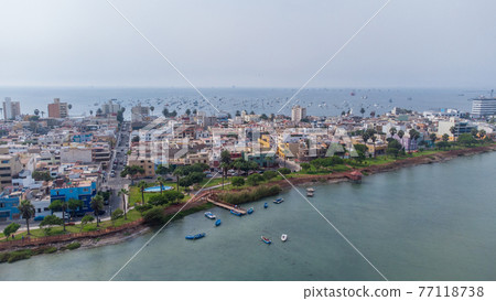 Aerial view of the District of La Punta, located in Callao. Aerial view of the District of La Punta, located in Callao. 77118738