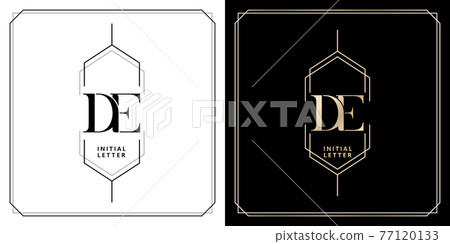 DE initial letter and graphic name, DE Monogram, for Wedding couple monogram, company and icon business, with black white colors and golds colors designs with isolated white and black backgrounds DE initial letter and graphic name, DE Monogram, for Wedding couple monogram, company and icon business, with black white colors and golds colors designs with isolated white and black backgrounds 77120133