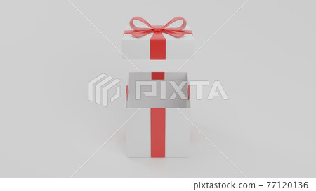 White gift box with red ribbon White gift box with red ribbon 77120136