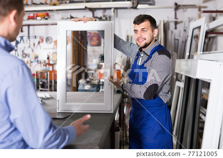 Workers in coverall with different PVC windows Workers in coverall with different PVC windows 77121005
