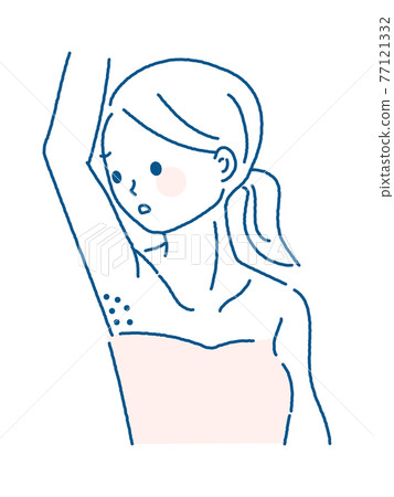 Illustration of a woman with a lumpy armpit Illustration of a woman with a lumpy armpit 77121332