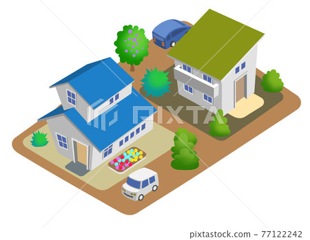 There are variations of illustrations of the buildings that make up the smart city 77122242
