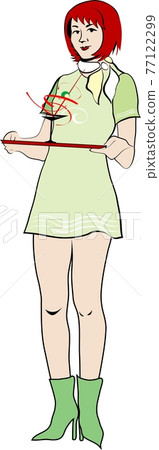 Waitress. Isolated white. On a white background the nice, harmonous waitress with a drink glass Waitress. Isolated white. On a white background the nice, harmonous waitress with a drink glass 77122299