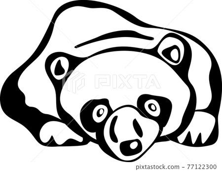 Stylized Giant panda full body drawing. Simple panda bear icon or logo design. Black and white vector illustration Stylized Giant panda full body drawing. Simple panda bear icon or logo design. Black and white vector illustration 77122300