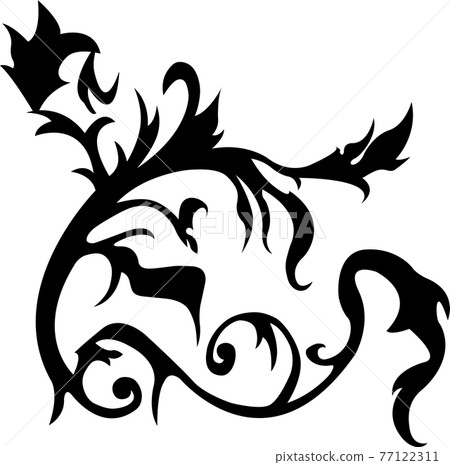 Vector hand-painted ink illustration with brush strokes. Abstract background. Flowers 77122311