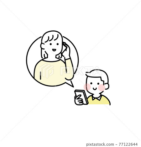 用孩子的手機打電話的兒童插畫素材 用孩子的手機打電話的兒童插畫素材 77122644