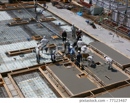 Concrete placement of floor slabs 77123487