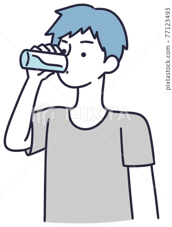 Illustration of a man drinking water with a glass - Stock Illustration  [77123493] - PIXTA
