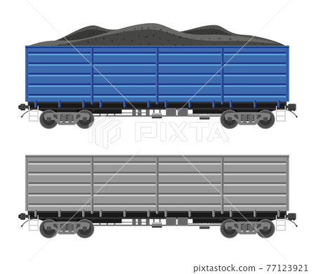 Freight boxcar wagon with coal. Freight boxcar wagon with coal. 77123921