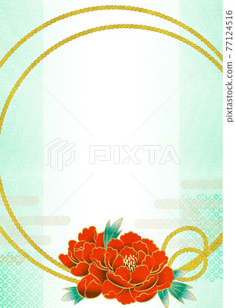 Yuzen pattern style of peony flower with copy space Yuzen pattern style of peony flower with copy space 77124516