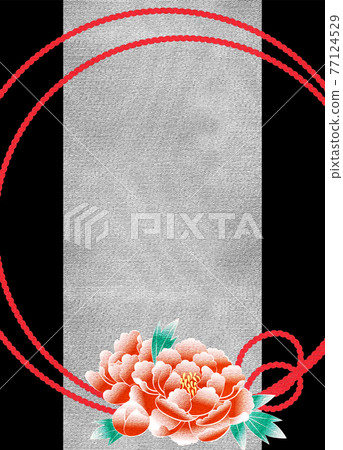 Yuzen pattern style of peony flower with copy space Yuzen pattern style of peony flower with copy space 77124529