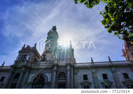 Close up of Valencia's City Hall in Spain 77125014