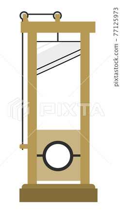 Illustration of a guillotine execution table that cuts the neck 77125973