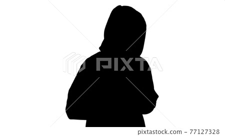 Drug dealer's black silhouette on white background 77127328