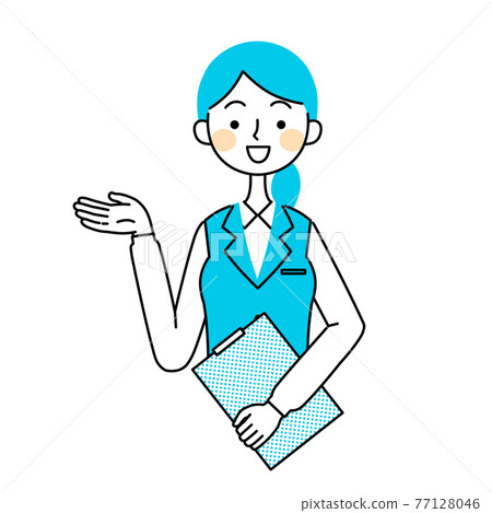 用剪貼板指導的女商人 插圖素材 用剪貼板指導的女商人 插圖素材 77128046