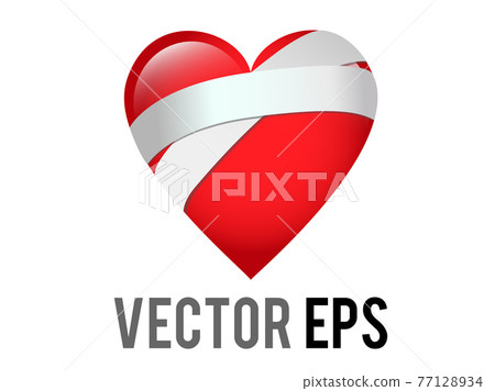 Vector classic love red glossy mending heart icon with bandage across one side Vector classic love red glossy mending heart icon with bandage across one side 77128934