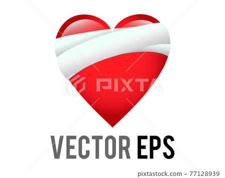 Vector classic love red glossy mending heart icon with bandage across one side 77128939