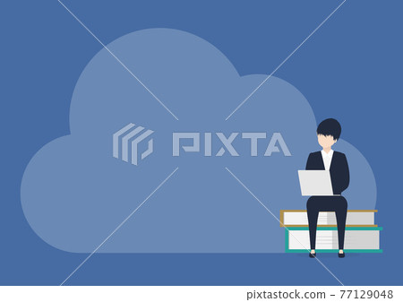 Illustration material of Japanese man working in crowdsourcing Illustration material of Japanese man working in crowdsourcing 77129048