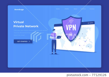 Virtual private network illustration landing page. Illustration for websites, landing pages, mobile applications, posters and banners. Virtual private network illustration landing page. Illustration for websites, landing pages, mobile applications, posters and banners. 77129126