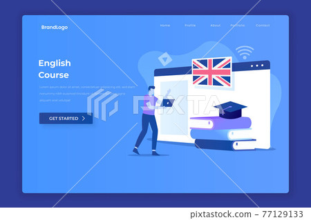 English course illustration landing page concept. Illustration for websites, landing pages, mobile applications, posters and banners. 77129133