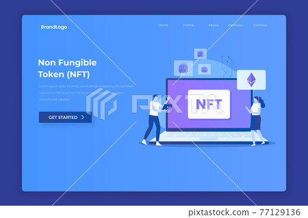 Non fungible token illustration landing page. Illustration for websites, landing pages, mobile applications, posters and banners. 77129136