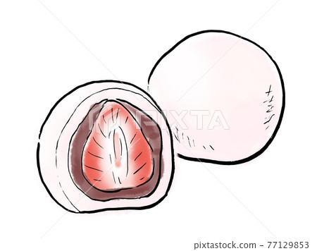 Food hand-drawn illustration Ichigo Daifuku Food hand-drawn illustration Ichigo Daifuku 77129853
