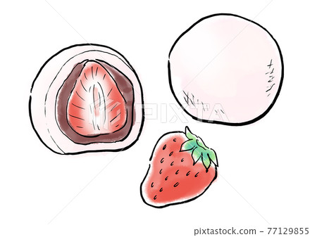 Food hand-drawn illustration Ichigo Daifuku 77129855