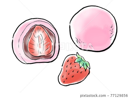 Food hand-drawn illustration Ichigo Daifuku 77129856