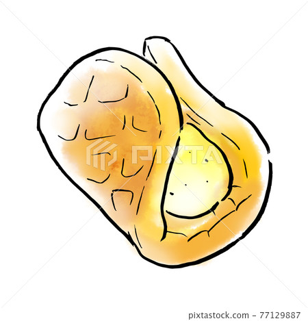 Food hand-drawn illustration waffle 77129887