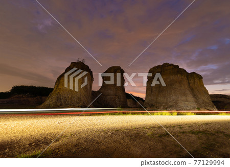 Grand Canyon stones rocks nature dry landscape. tourist attraction landmark at Koh Nang Kam, in Phatthalung, Thailand. Dry rock reef 77129994