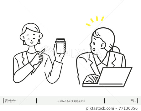 Senior female handing over to subordinates Color changeable Senior female handing over to subordinates Color changeable 77130356