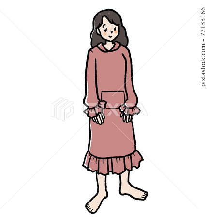 Illustration of a woman wearing a fashionable loungewear 77133166